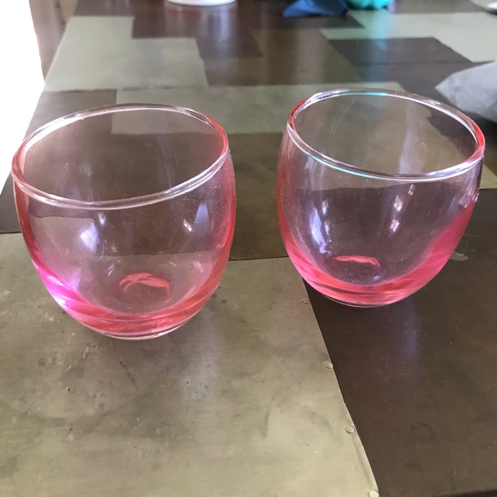 Vintage small glass pink glasses drinkware